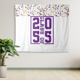 Paarse Witte Gouden Afstudeerklas Typografie Wandkleed