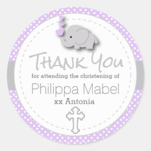 Paarse, witte, grijze 🐘 Elephant Baby Christeni Ronde Sticker