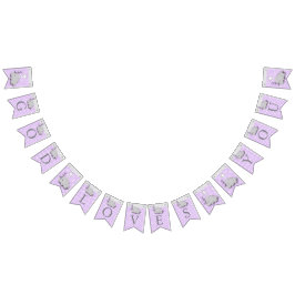 Paarse, witte grijze 🐘 olifant Baby - Baptisme Vlaggetjes