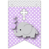 Paarse, witte grijze 🐘 olifant Baby - Baptisme Vlaggetjes (Eerste vlag)