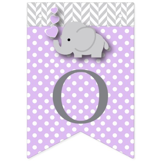 Paarse, witte grijze 🐘 olifant Baby - Baptisme Vlaggetjes (Derde vlag)