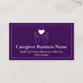 Paarse Witte Hand Hart Minimale Verzorger Visitekaartje (Voorkant)