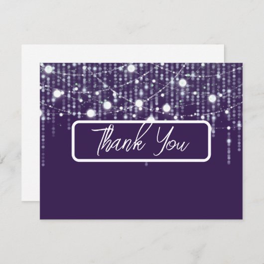 Paarse & Witte Hangende Lichten Huwelijk Bedankkaart (Voorkant / Achterkant)