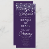 Paarse & Witte Hangende Lichten Huwelijksprogramma (Voorkant / Achterkant)