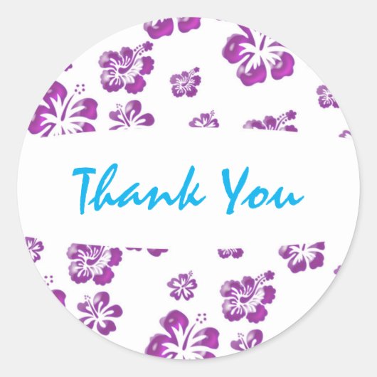 Paarse Witte Hibiscus Bloem Bloemfeest Sticker (Voorkant)