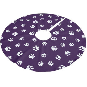 Paarse Witte Hond Kat Pootafdrukken Patroon Kerstm Kerstboom Rok
