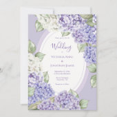 Paarse Witte Hortensia Bloem Bruiloft Kaart (Voorkant)