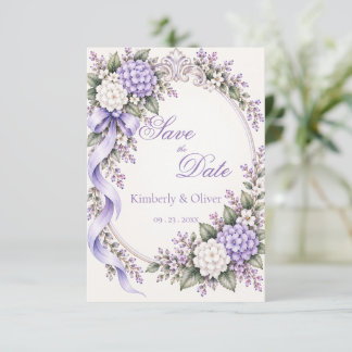 Paarse Witte Hortensia Elegante Bruiloft Save The Date