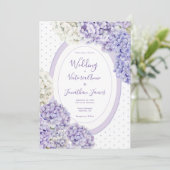 Paarse Witte Hortensia Stippen Bruiloft Kaart (Staand voorkant)