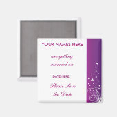 Paarse & Witte Huwelijk sparen de datummagneet Magneet (Voorkant / Achterkant)