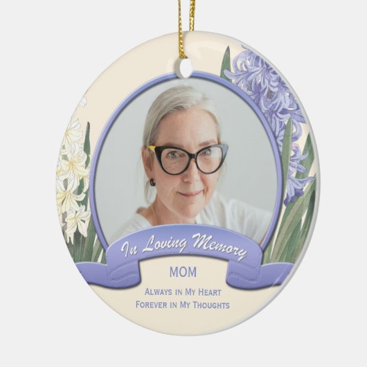  Paarse witte hyacinten in liefdevolle herinnering Keramisch Ornament (Links)