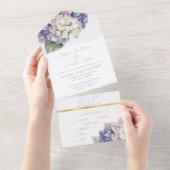Paarse & Witte Hydrangea Bloemen All In One Uitnodiging (Afscheurbaar)