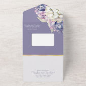 Paarse & Witte Hydrangea Bloemen op Lavendel All In One Uitnodiging (Buitenkant)