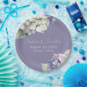 Paarse & Witte Hydrangea Bloemen op Lavendel Papieren Bordje (Feest)