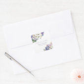 Paarse & Witte Hydrangea Bloemen Vierkante Sticker (Envelop)