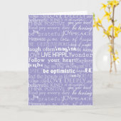 Paarse witte Inspirerend woorden kerst Kaart (Gele Bloem)