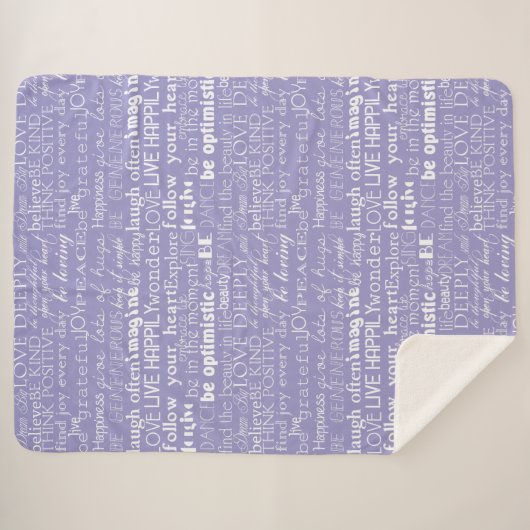 Paarse witte Inspirerend woorden kerst Sherpa Deken (Voorkant (horizontaal))