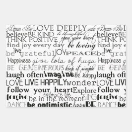 Paarse Witte Inspirerende Woorden Inpakpapier Vel