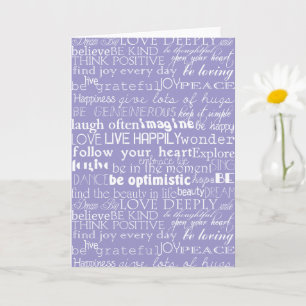Paarse Witte Inspirerende Woorden Kerstmis Kaart