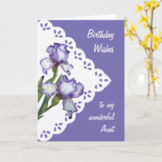  Paarse witte Iris Bloem Kaart tante (Gele Bloem)