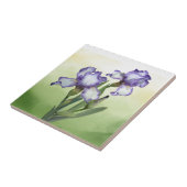 Paarse witte Iris Garden Flower Art Tegeltje (Zijkant)