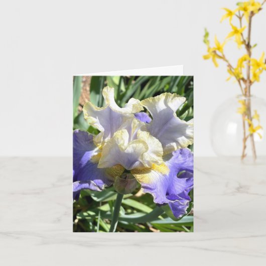 Paarse & witte iris gepersonaliseerd Wenskaart Kaart (Gele Bloem)