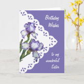 Paarse witte Iris ventilator zuster Kaart (Gele Bloem)