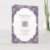 Paarse Witte Kant Coquette Strik QR Code Bruiloft (Achterkant)