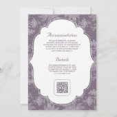 Paarse Witte Kant Coquette Strik QR Code Trouwen Kaart (Achterkant)