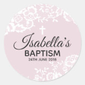 Paarse Witte Kant doopsel Sticker (Voorkant)
