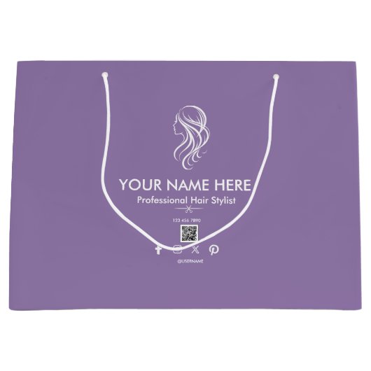 Paarse Witte Kapsalon Schaar Cadeautas (Voorkant)