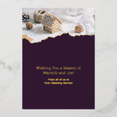 Paarse Witte Kerst Afbeelding Folie Vakantie Kaart (Voorkant)