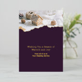 Paarse Witte Kerst Afbeelding Folie Vakantie Kaart (Staand Voorkant)