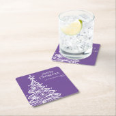 Paarse witte kerstboom feest kartonnen onderzetters (Insitu)