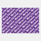 Paarse, witte kersttypografie moderne vakantie inpakpapier vel (Voorkant 2)