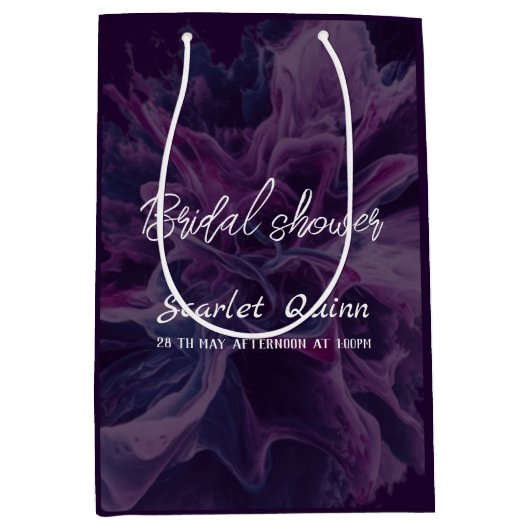 Paarse witte kleur blast vrijgezellenfeest medium cadeauzakje (Voorkant)