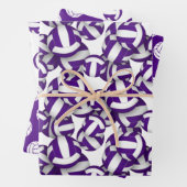 paarse witte kleur thema kinder tiener volleybal inpakpapier vel (In situ)