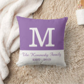 Paarse witte kleurBlok Omkeerbare familiemonogram Kussen (Deken)