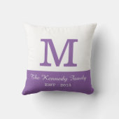 Paarse witte kleurBlok Omkeerbare familiemonogram Kussen (Achterkant)