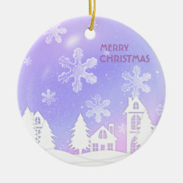 Paarse witte kristalbuis doortastende sneeuwvlokke keramisch ornament