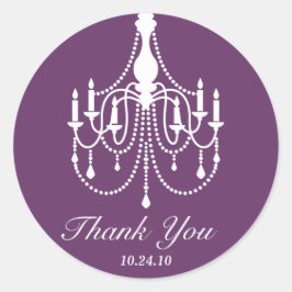 Paarse witte kroonluchter dank u ronde sticker