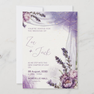 Paarse Witte Lavendel Bloem Elegant Ontwerp Kaart