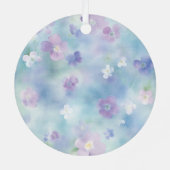 Paarse Witte Lavendel Bloemen Kerst Metalen Ornament (Achterkant)