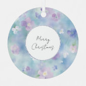 Paarse Witte Lavendel Bloemen Kerst Metalen Ornament (Voorkant)