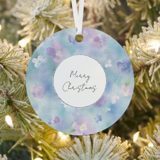 Paarse Witte Lavendel Bloemen Kerst Metalen Ornament (Insitu)