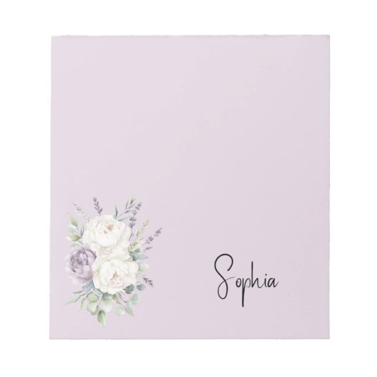 Paarse witte lavendelbloemen notitieblok (Voorkant)