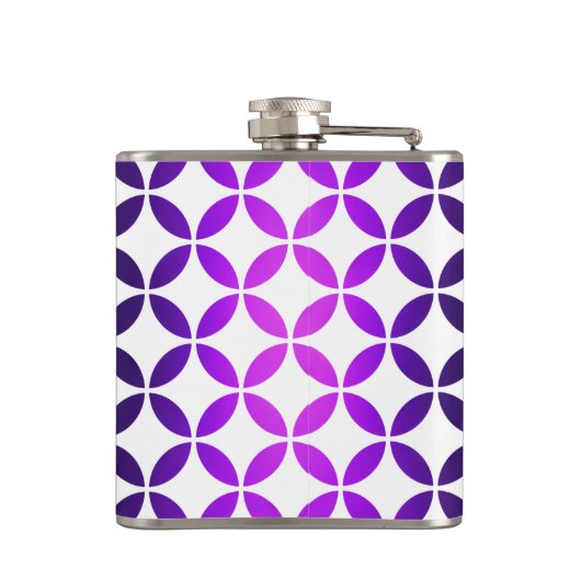 Paarse witte legante Abstracte cirkels en diamante Heupfles (Achterkant)