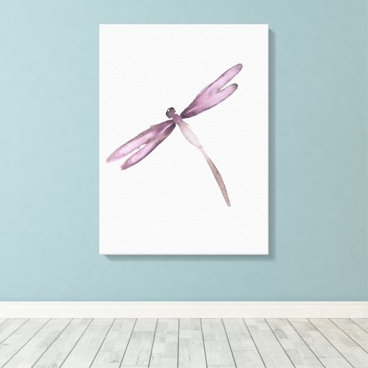 Paarse witte libel canvas libellen (Insitu (Houten vloer))