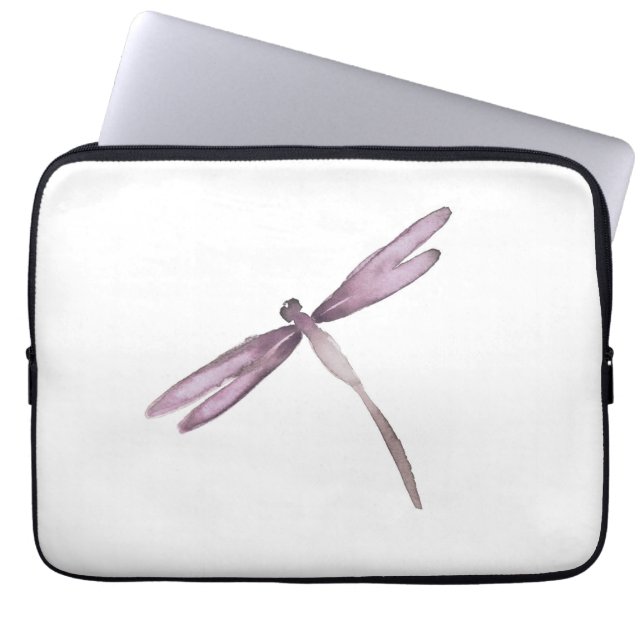 Paarse witte libellen met laptophoes laptop sleeve (Voorkant)