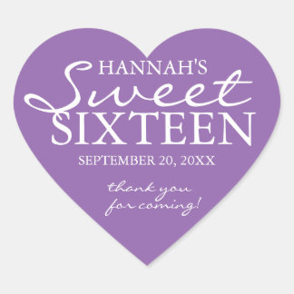 Paarse & Witte Lief 16 Verjaardagsfeestvoorliefde  Hart Sticker